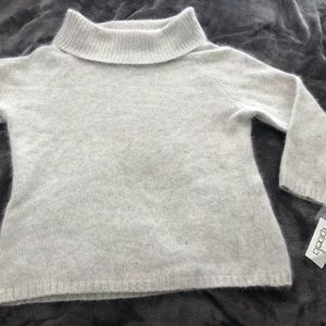 Angora long sleeve cowl sweater light grey